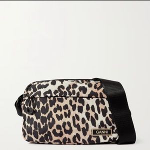 Ganni leopard print recycle shell shoulder bag